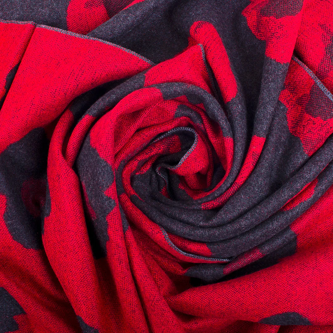 Multi Red Poppy Grey Scarf - Image 3
