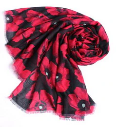 Poppy Scarf Black & Red - Image 3