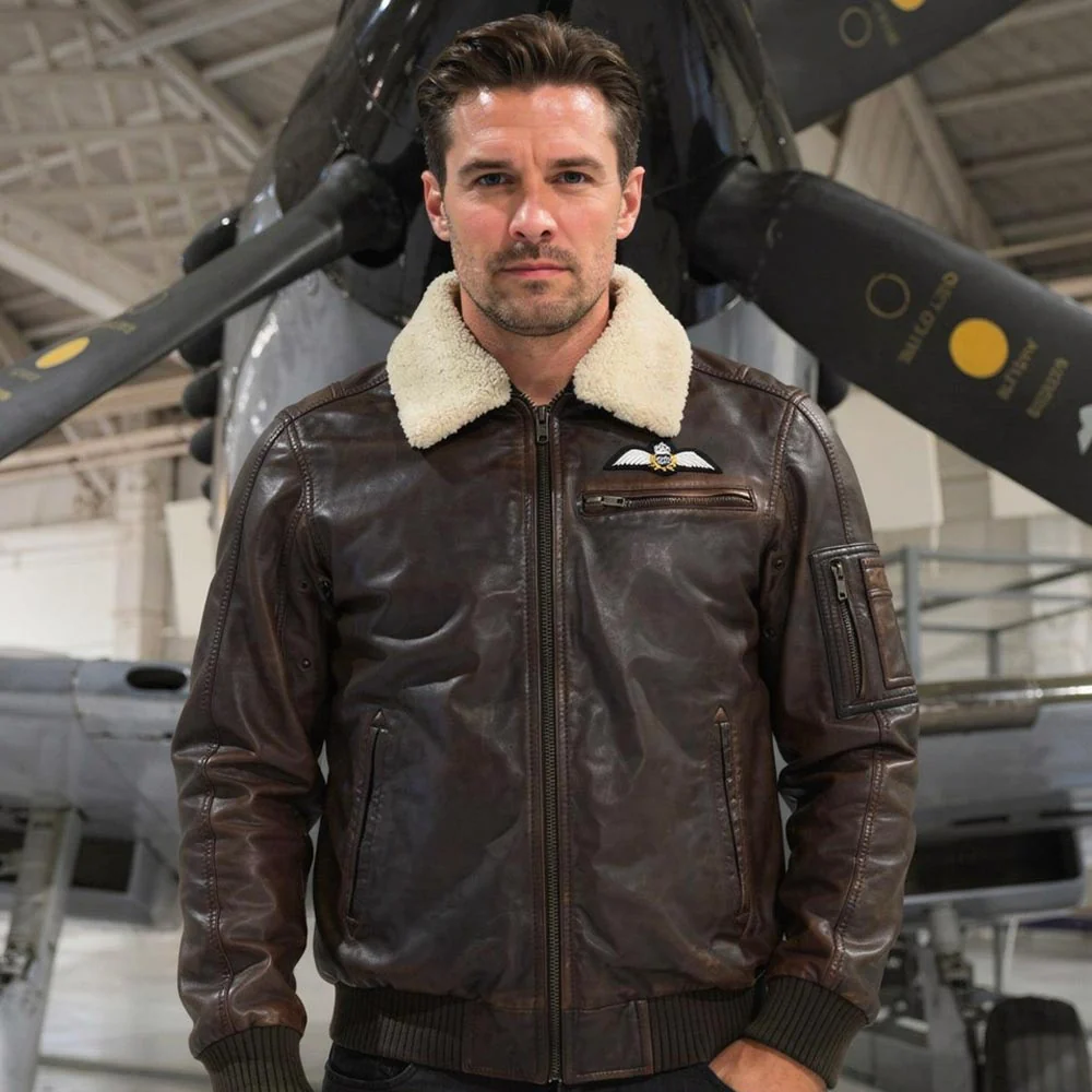 RAF Wings Leather Jacket - Image 3