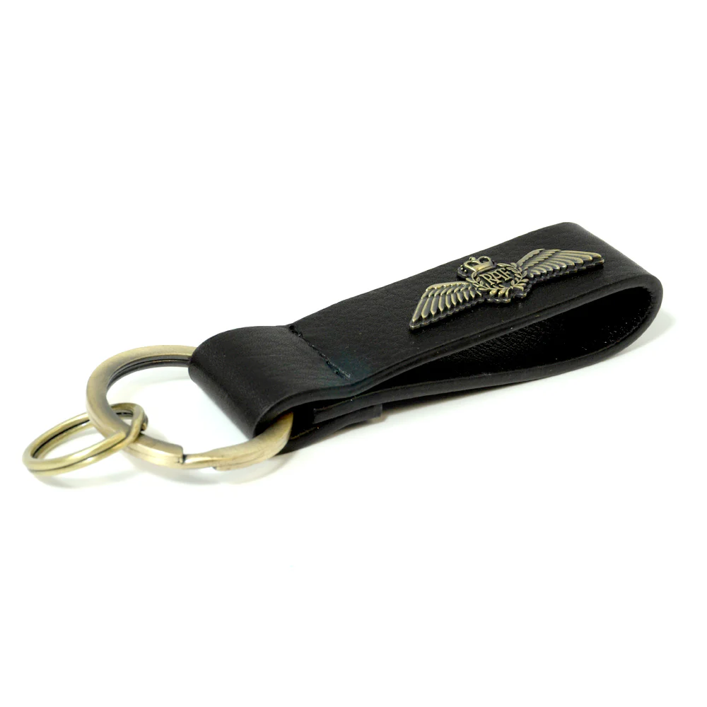 RAF Wings Leather Metal Badge Keyring - Image 2